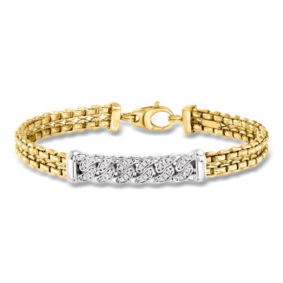 Phillip Gavriel Men's "Venetian Link" .31 ct. t.w. Diamond Bracelet in 14kt Two-Tone Gold