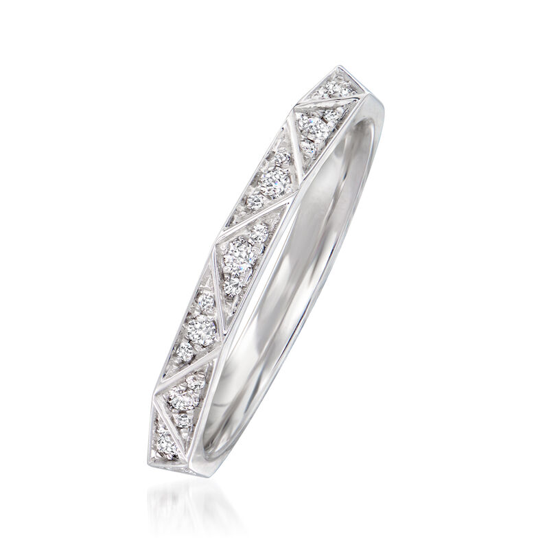 Henri Daussi .30 ct. t.w. Pave Diamond Geometric Wedding Band in 14kt White Gold image number 2