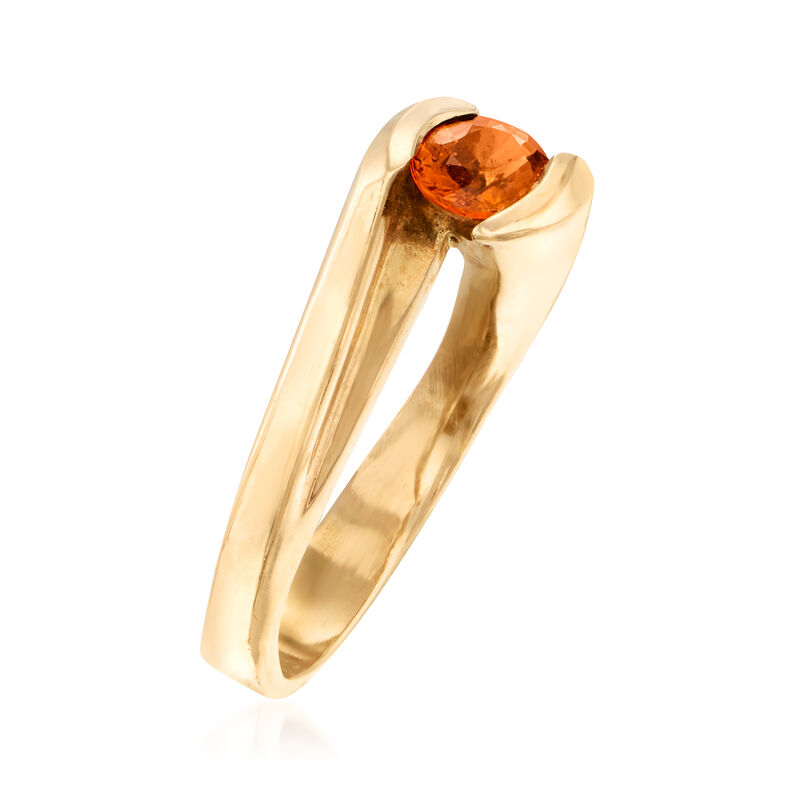 C. 1980 Vintage 1.05 Carat Spessartine Orange Garnet Ring in 14kt Yellow Gold. Size 5.75 image number 2