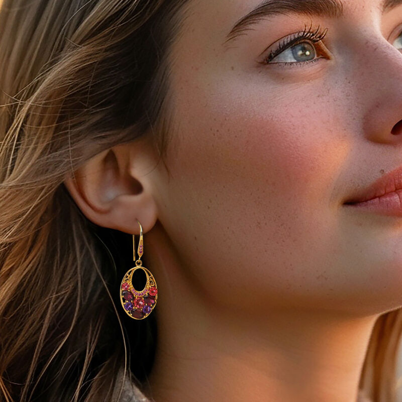 6.70 ct. t.w. Multi-Gemstone Drop Earrings in 18kt Gold Over Sterling image number 1