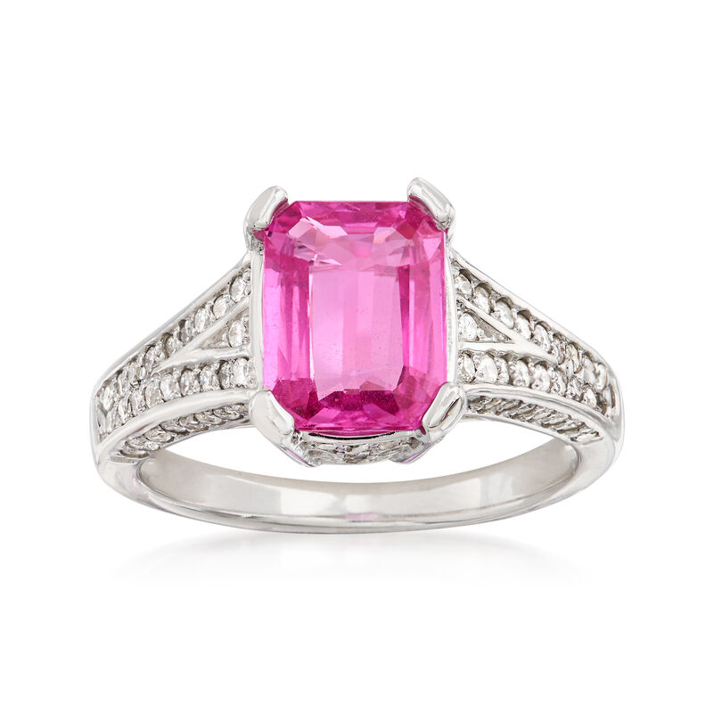 2.50 ct. Pink Sapphire and .65 ct. t.w. Diamond Ring in 14kt White Gold image number 0