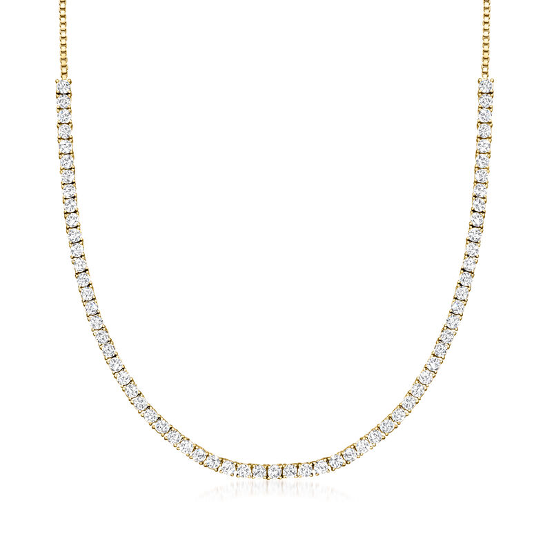 6.25 ct. t.w. CZ Adjustable Tennis Necklace in 18kt Gold Over Sterling  image number 0