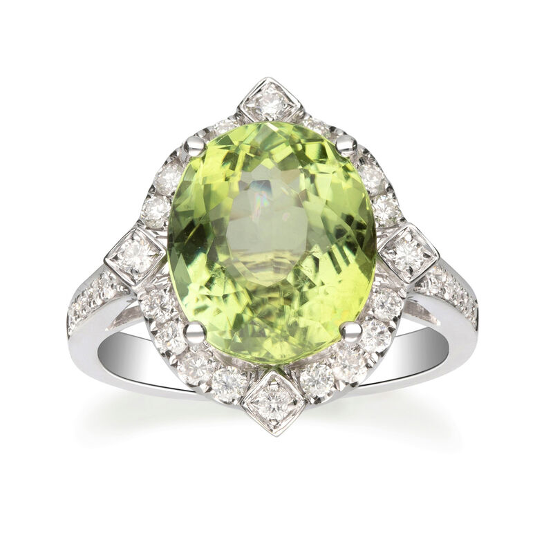 6.25 Carat Green Tourmaline and .52 ct. t.w. Diamond Ring in 14kt White Gold. Size 7 image number 0