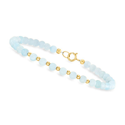 18.00 ct. t.w. Aquamarine Bead Bracelet in 10kt Yellow Gold