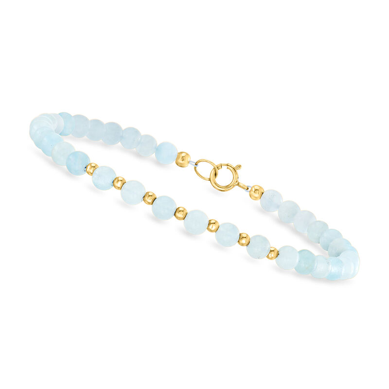18.00 ct. t.w. Aquamarine Bead Bracelet in 10kt Yellow Gold image number 0