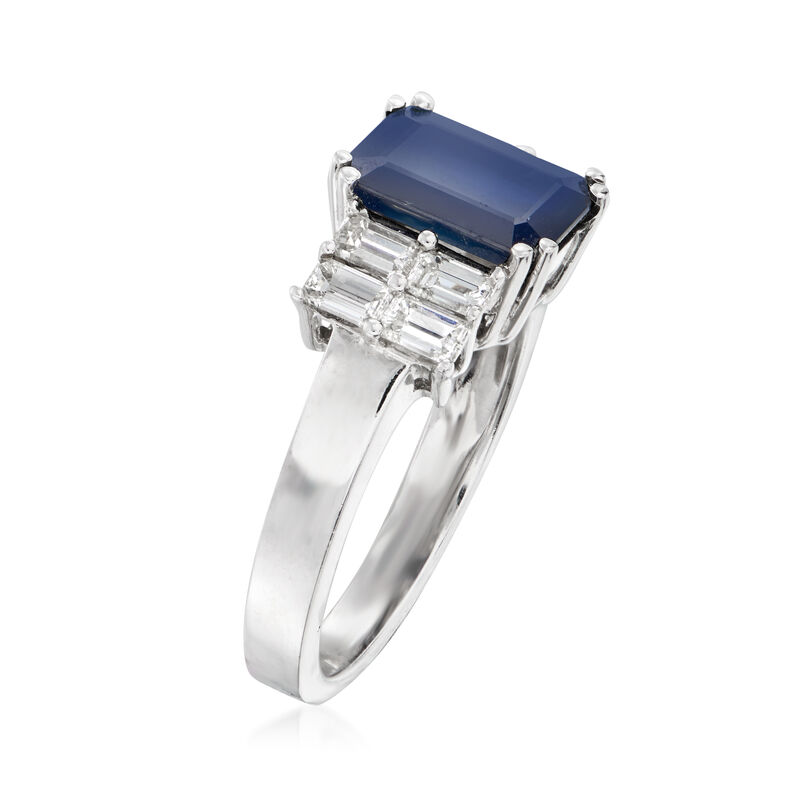 2.60 Carat Sapphire and .96 ct. t.w. Diamond Ring in 14kt White Gold image number 2