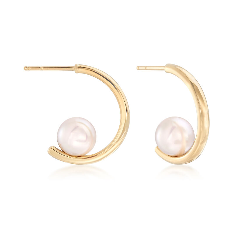Mikimoto 7.5mm A+ Akoya Pearl Hoop Earrings in 18kt Yellow Gold image number 0