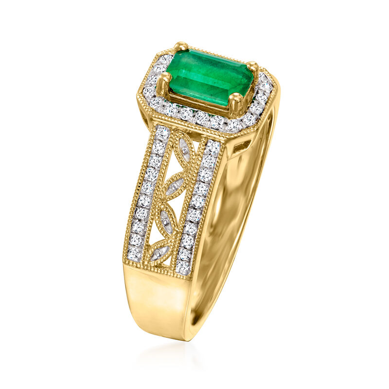 .40 Carat Emerald and .22 ct. t.w. Diamond Ring in 14kt Yellow Gold image number 2