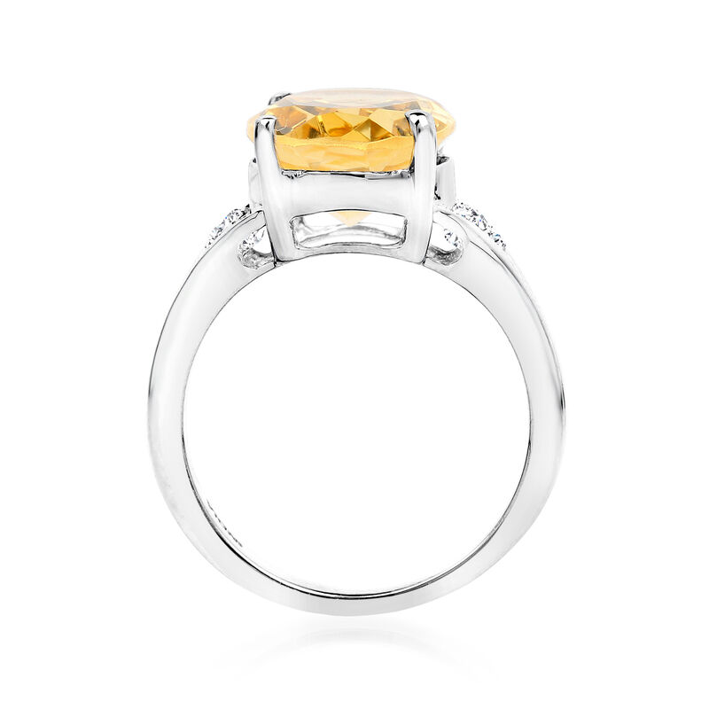 4.20 Carat Citrine Ring with Diamonds in Sterling Silver image number 2