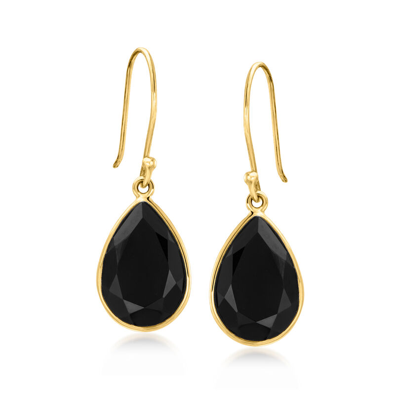 Onyx Drop Earrings in 10kt Yellow Gold  image number 0