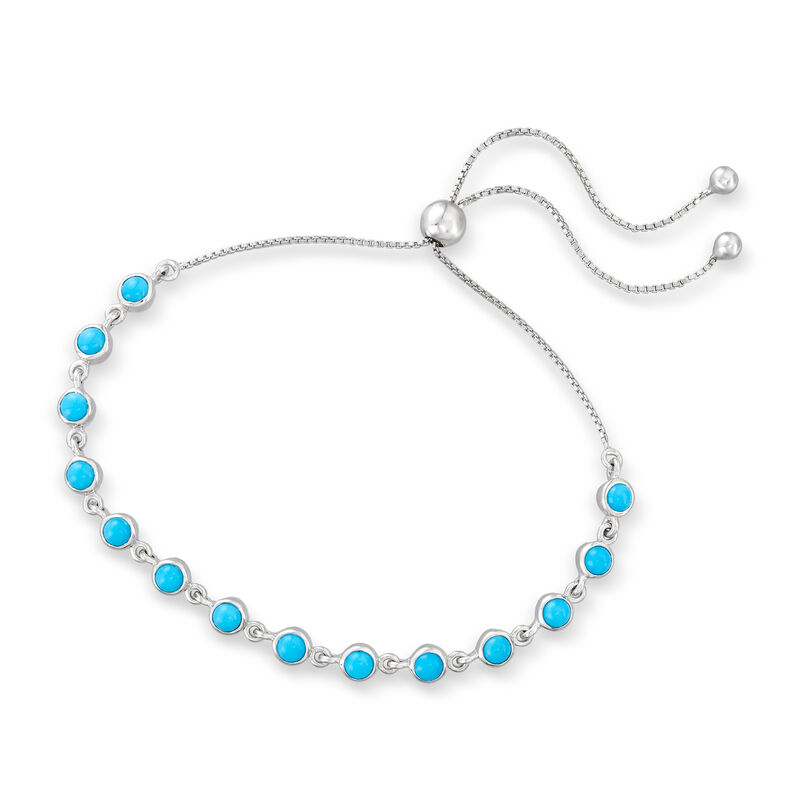 Turquoise Station Bolo Bracelet in Sterling Silver  image number 2
