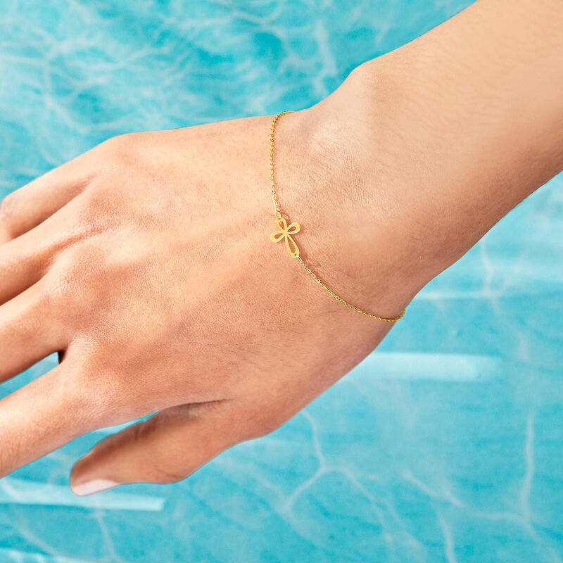 Italian 14kt Yellow Gold Looped Cross Bracelet image number 2