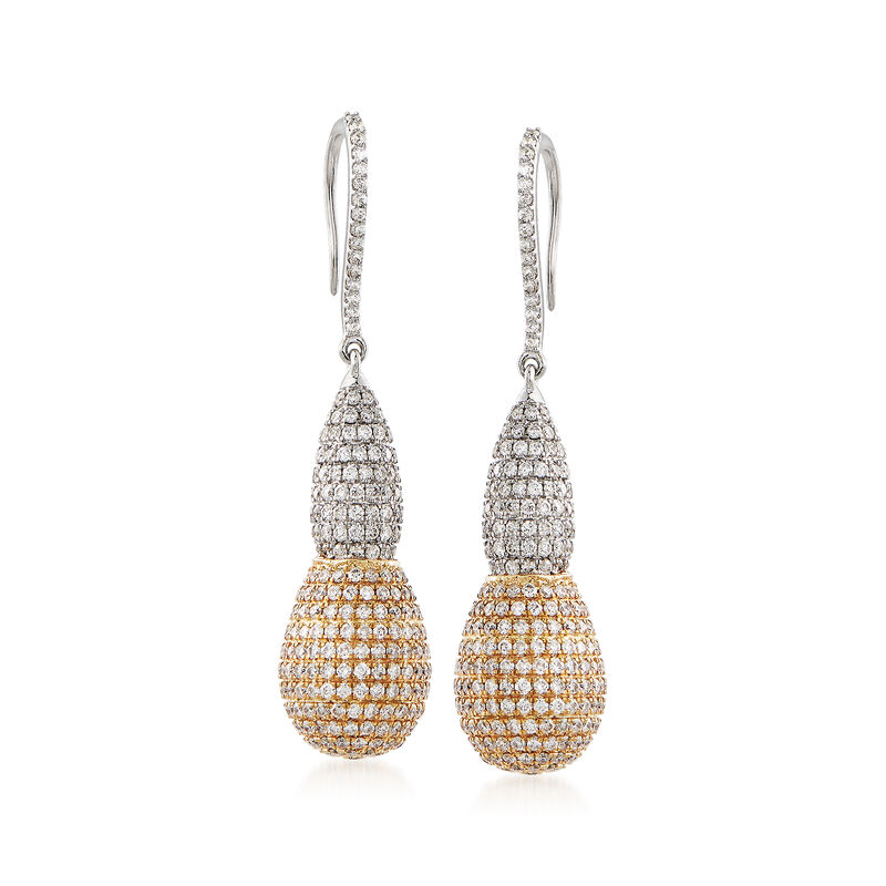 3.90 ct. t.w. Diamond Elongated Bead Drop Earrings in 14kt Two-Tone Gold image number 0