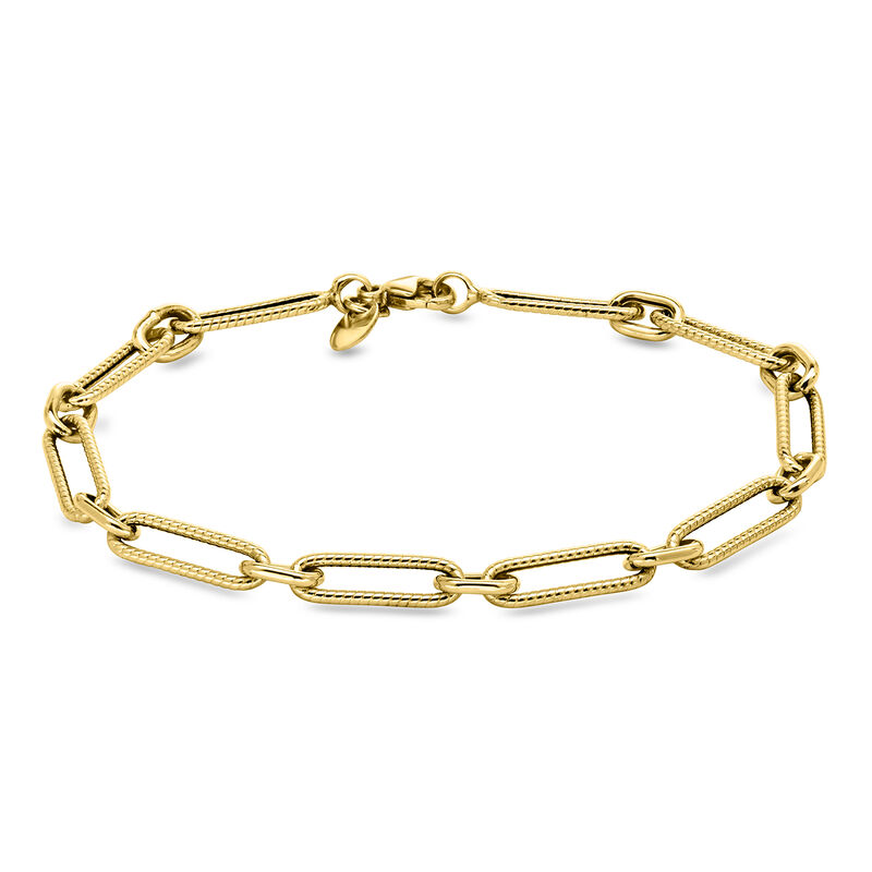 C. 2000 Vintage 14kt Yellow Gold Paper Clip Link Bracelet. 7.5" image number 0