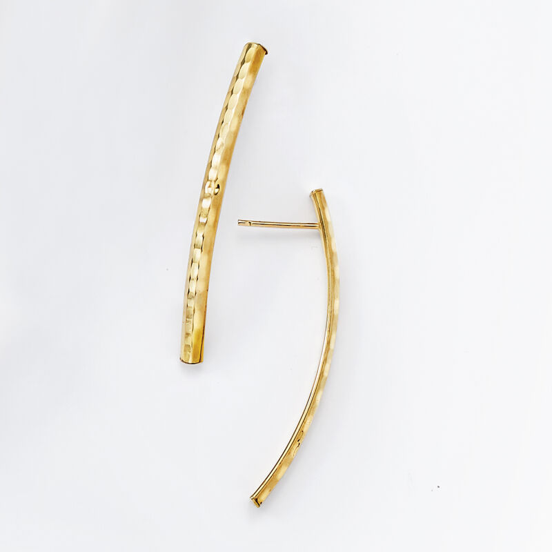 Italian 14kt Yellow Gold Curved Bar Drop Earrings image number 2