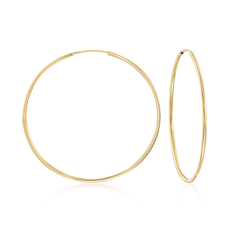 1.25mm 14kt Yellow Gold Endless Hoop Earrings image number 0