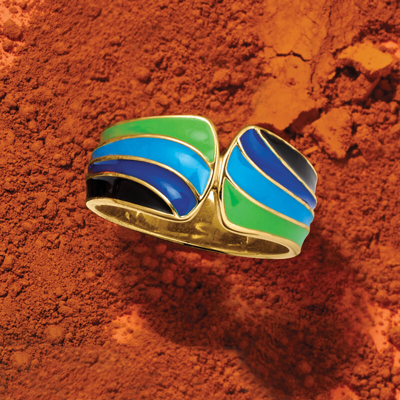 Multicolored Enamel Ring in 18kt Gold Over Sterling image number 3