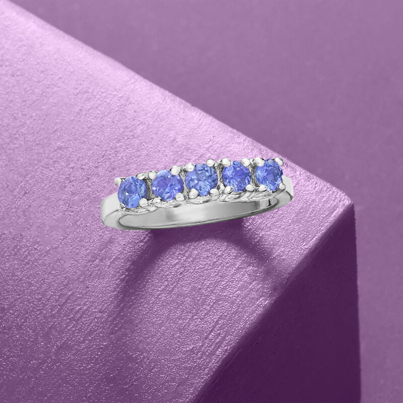 .70 ct. t.w. Tanzanite Five-Stone Ring in Sterling Silver image number 4