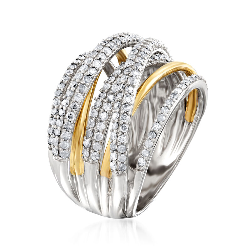 1.50 ct. t.w. Diamond Highway Ring in Sterling Silver and 14kt Yellow Gold image number 2