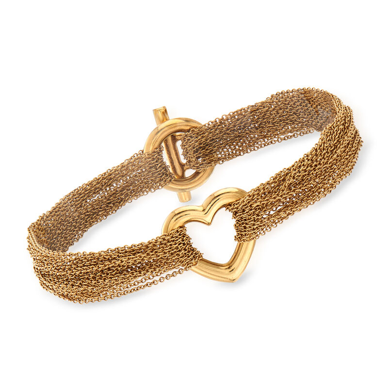 C. 1980 Vintage Tiffany Jewelry Multi-Strand Heart Bracelet in 18kt Yellow Gold image number 0