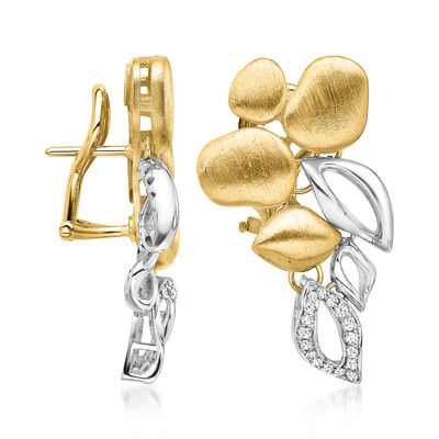 Italian .20 ct. t.w. Diamond Abstract Drop Earrings in 18kt Two-Tone Gold