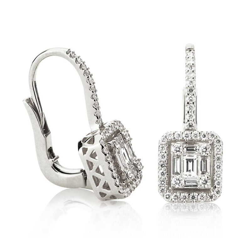 .86 ct. t.w. Baguette and Round Diamond Drop Earrings in 18kt White Gold image number 1