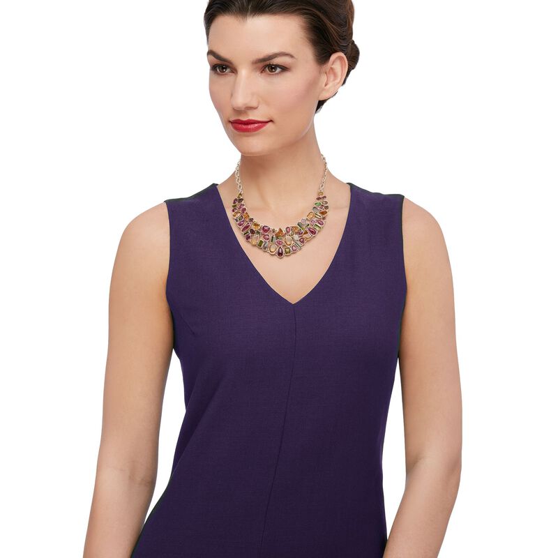 41.50 ct. t.w. Multicolored Tourmaline and 34.25 ct. t.w. Citrine Bib Necklace in Sterling Silver image number 1