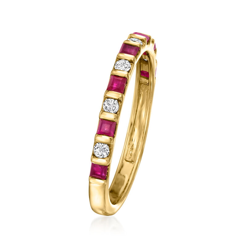 .40 ct. t.w. Ruby and .15 ct. t.w. Diamond Ring in 14kt Yellow Gold image number 2