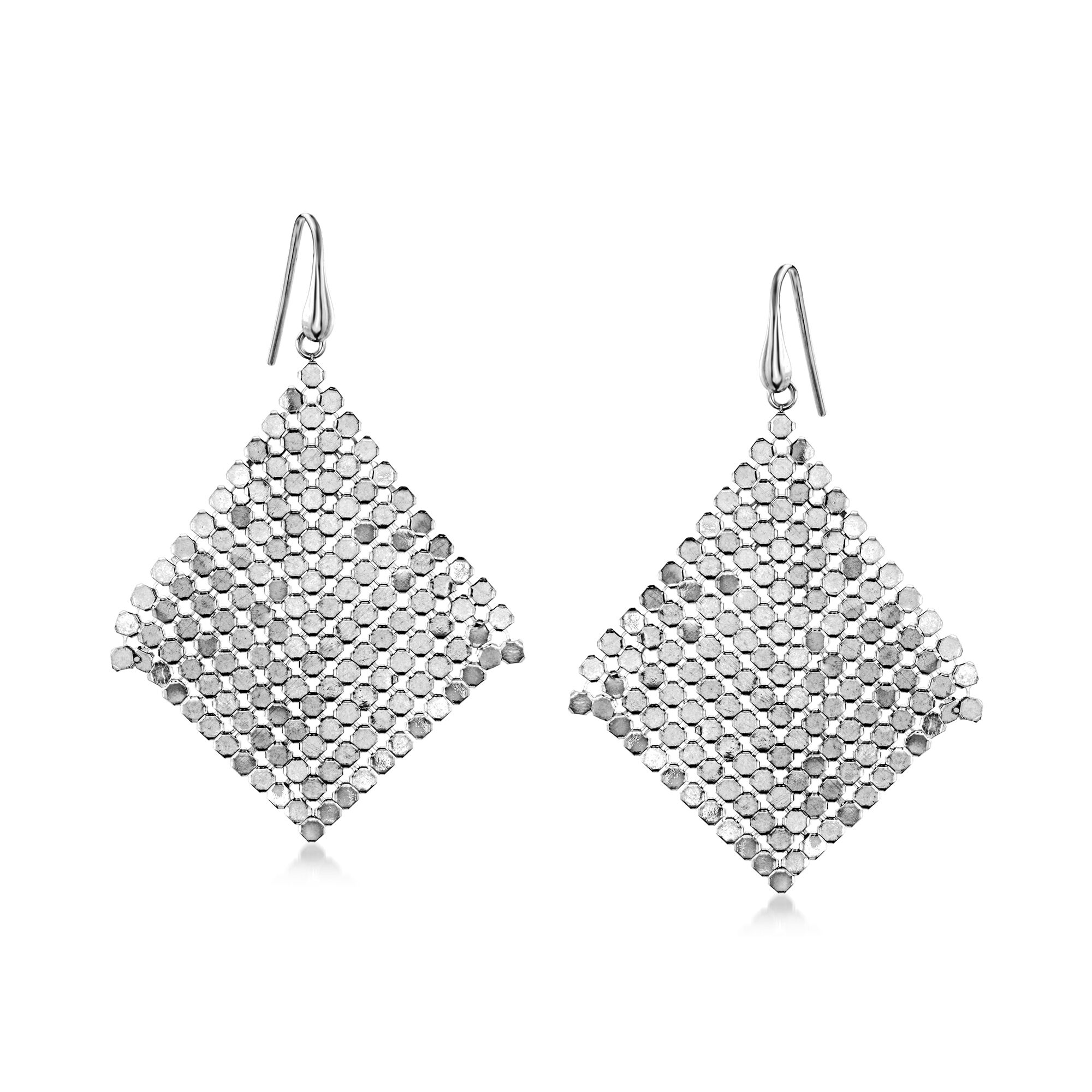 Italian Sterling Silver Mesh Drop Earrings