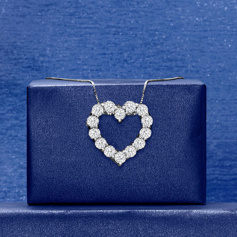 2.75 ct. t.w. Diamond Heart Pendant Necklace in 14kt White Gold image number 4
