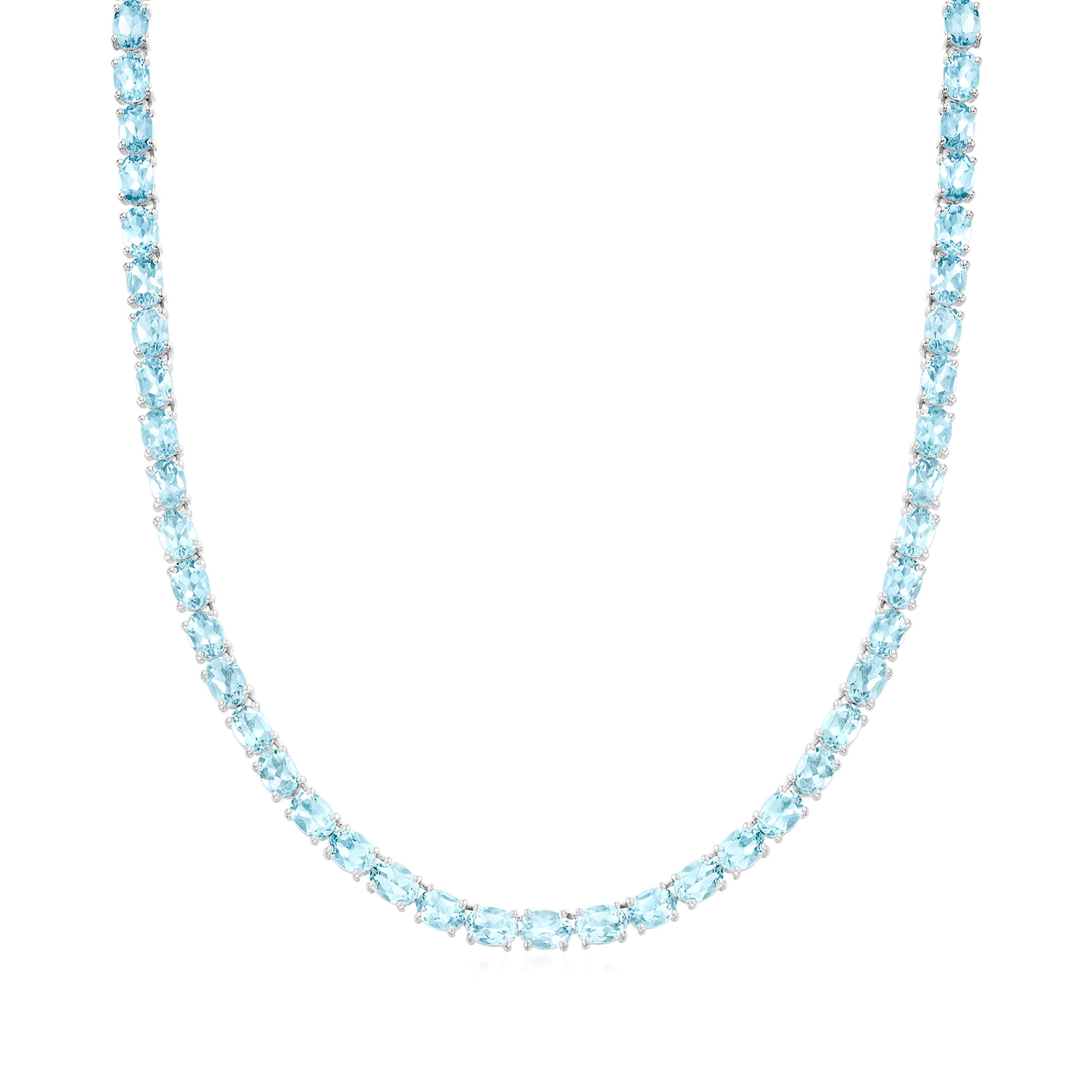 45.00 ct. t.w. Sky Blue Topaz Tennis Necklace in Sterling Silver