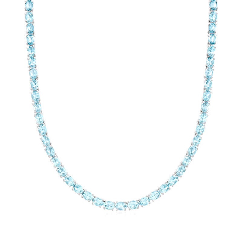 45.00 ct. t.w. Sky Blue Topaz Tennis Necklace in Sterling Silver image number 0