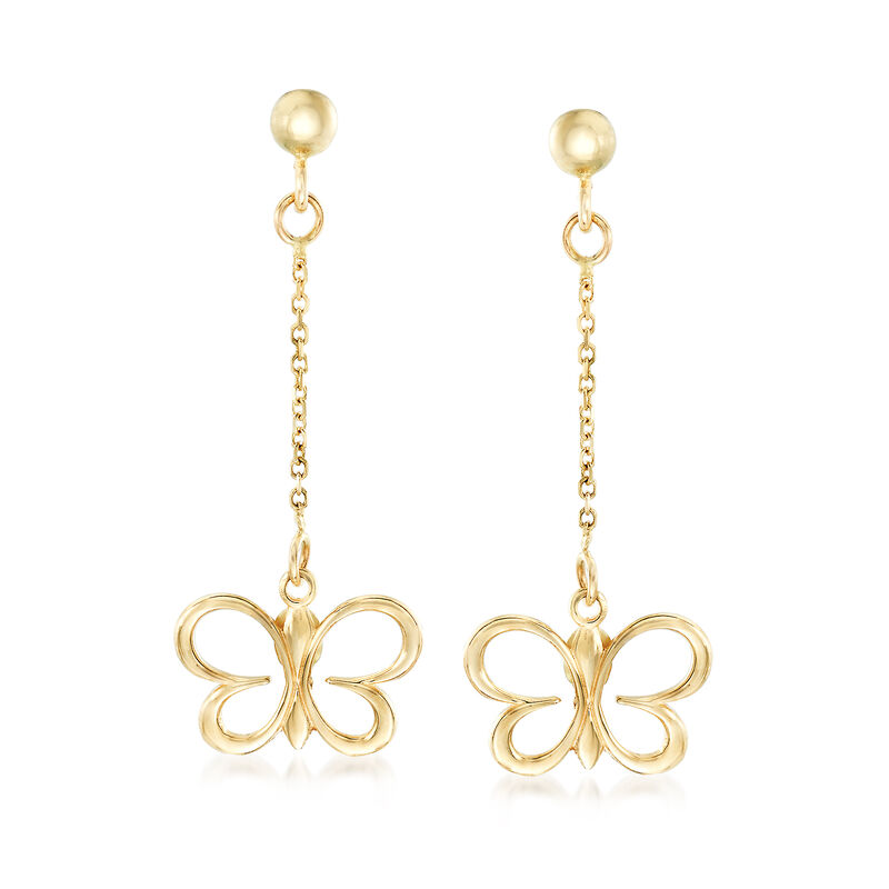 Italian 14kt Yellow Gold Butterfly Drop Earrings image number 0