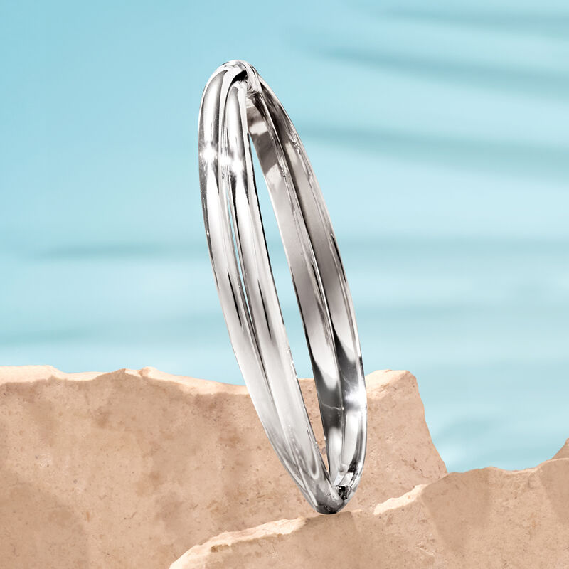 Sterling Silver Twisted Bangle Bracelet image number 2