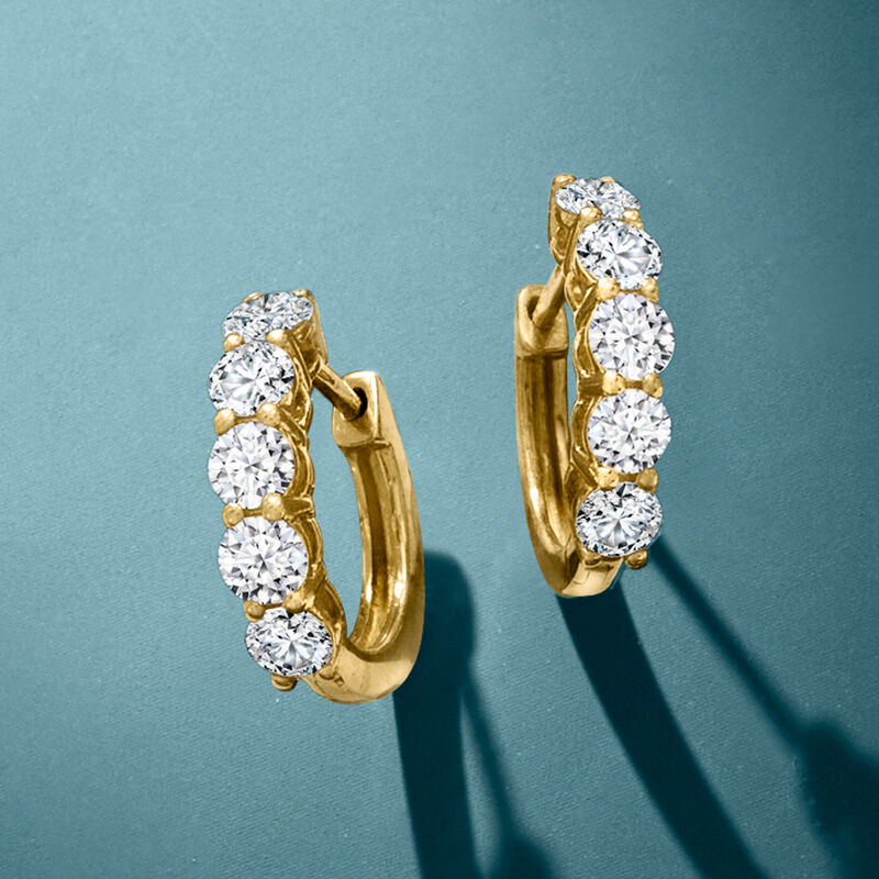 1.00 ct. t.w. Lab-Grown Diamond Five-Stone Hoop Earrings in 14kt Yellow Gold. 1/2&quot; image number 6
