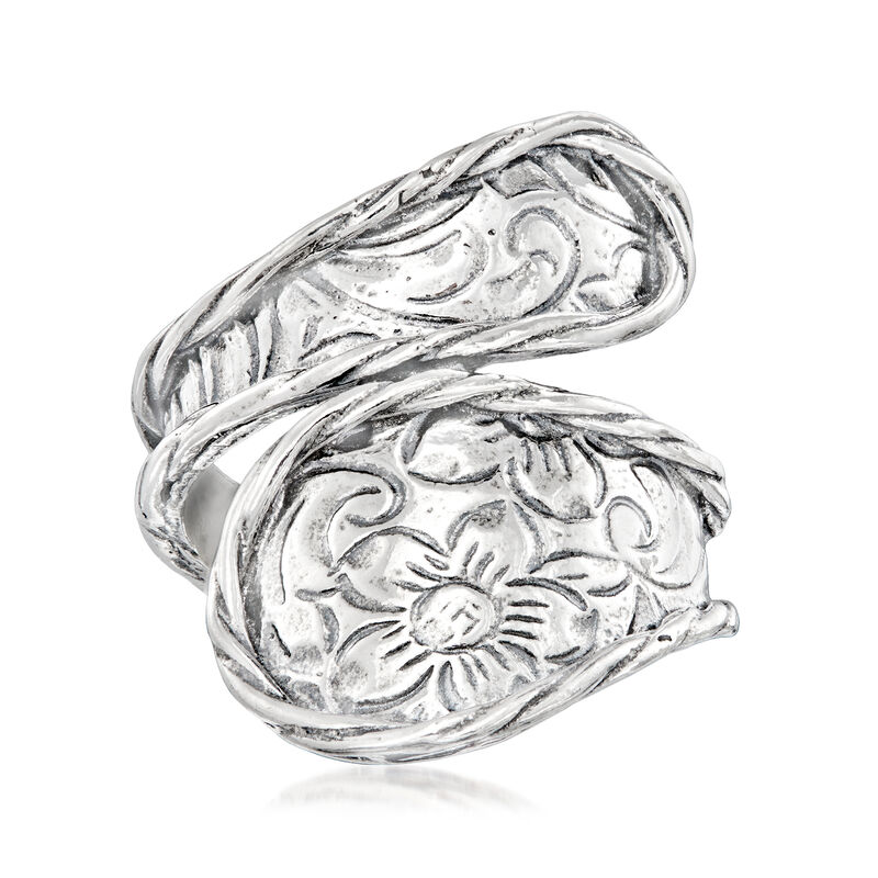 Sterling Silver Floral Spoon Ring image number 0