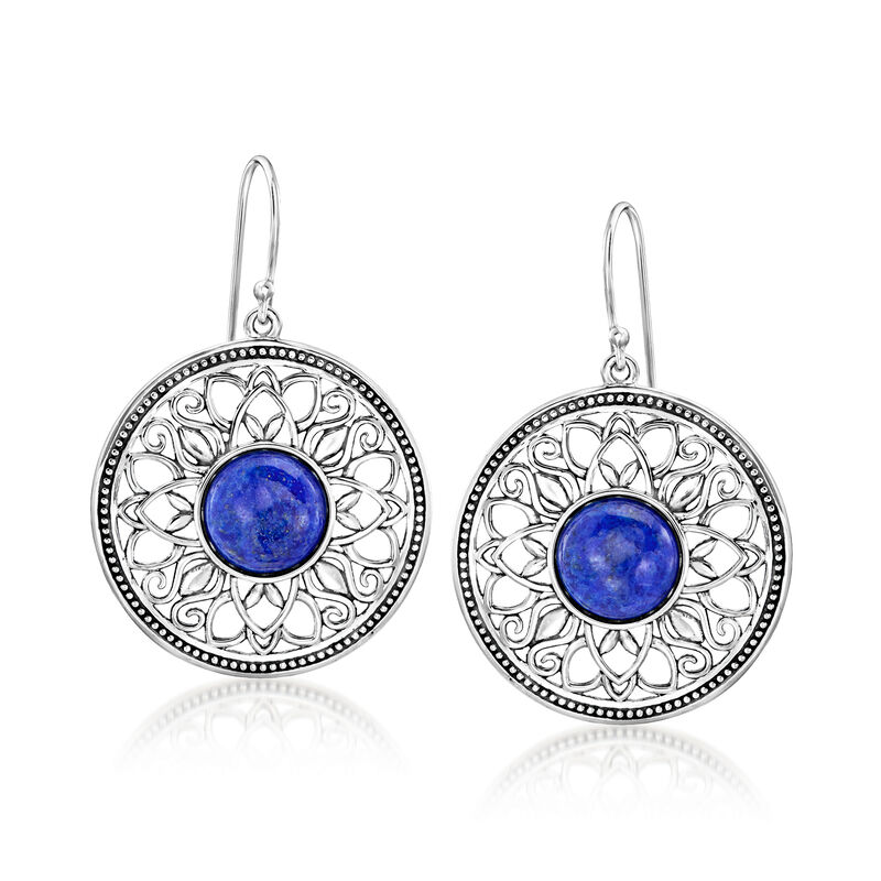 Lapis Filigree Drop Earrings in Sterling Silver image number 0