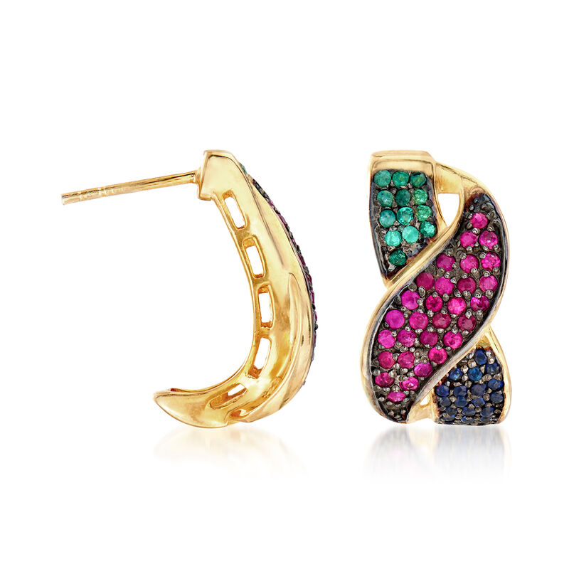 2.00 ct. t.w. Multi-Gemstone Drop Earrings in 18kt Gold Over Sterling image number 2