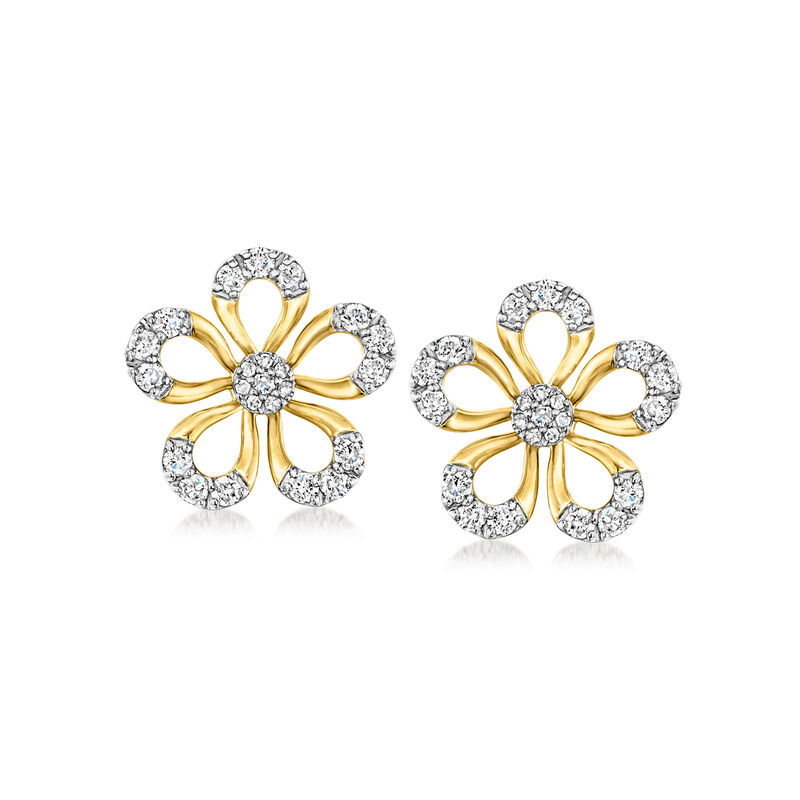 .75 ct. t.w. Diamond Flower Earrings in 18kt Gold Over Sterling image number 0