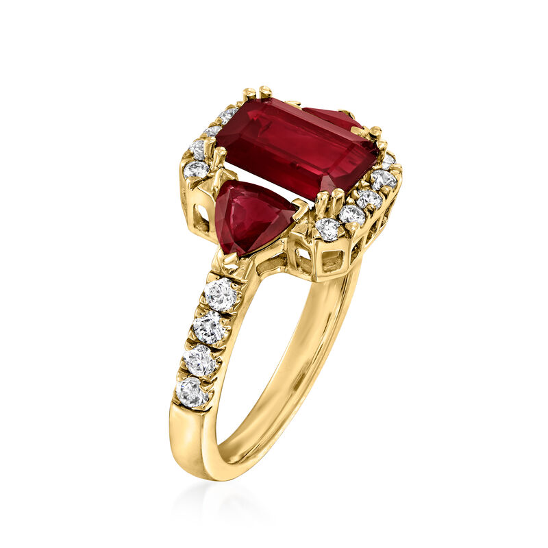 4.00 ct. t.w. Garnet and .46 ct. t.w. Diamond Ring in 14kt Yellow Gold image number 2