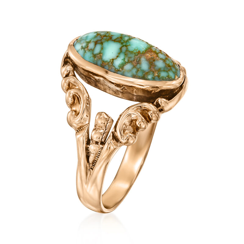 C. 1930 Vintage Howlite Ring in 10kt Rose Gold. Size 5 image number 2