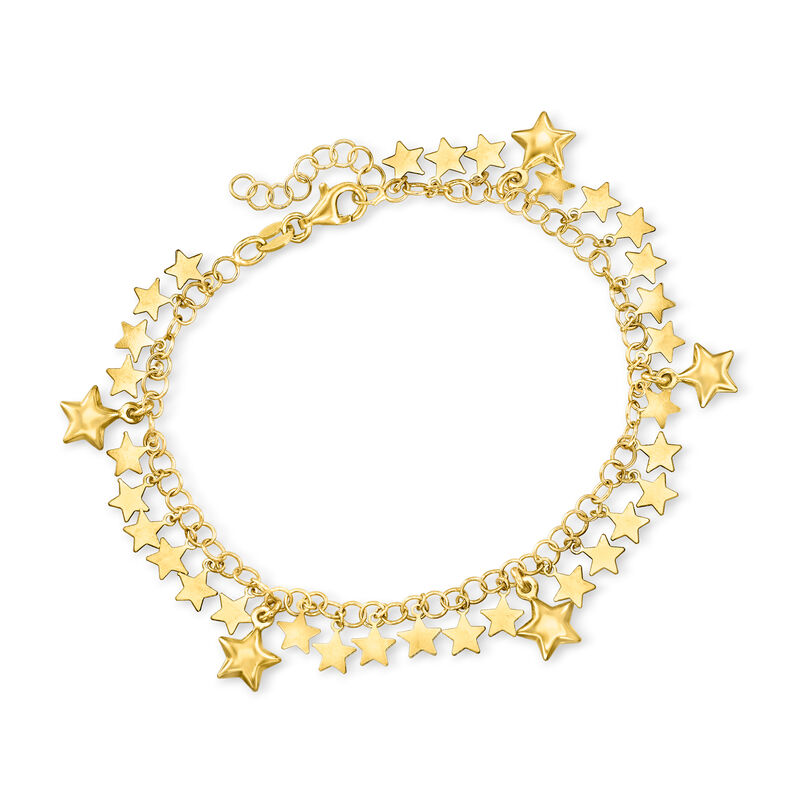 Italian 18kt Gold Over Sterling Star Drop Bracelet. 7&quot; image number 0