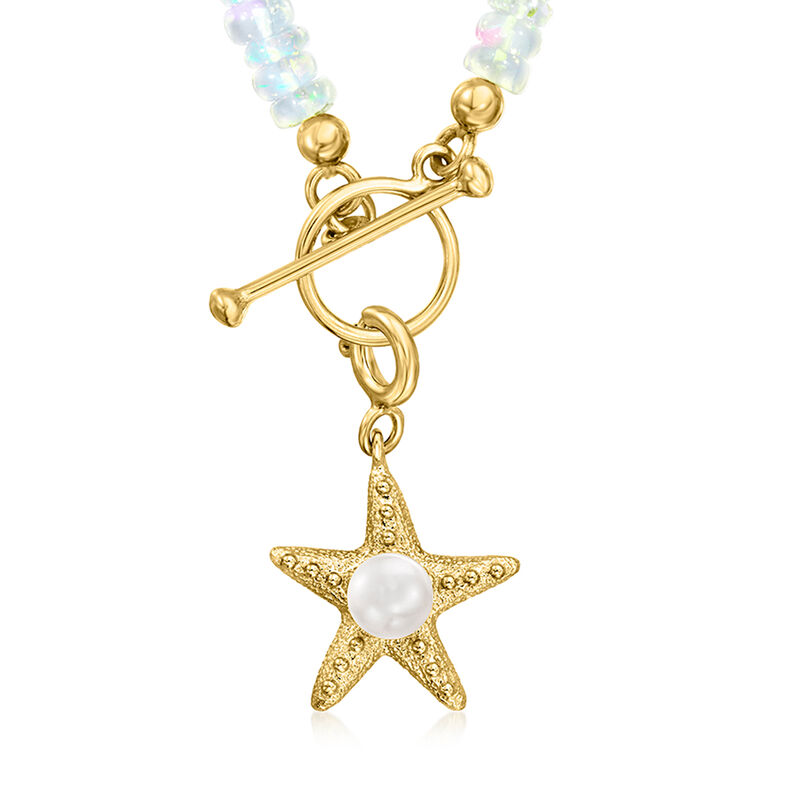5-5.5mm Cultured Pearl Starfish Charm in 18kt Gold Over Sterling  image number 2