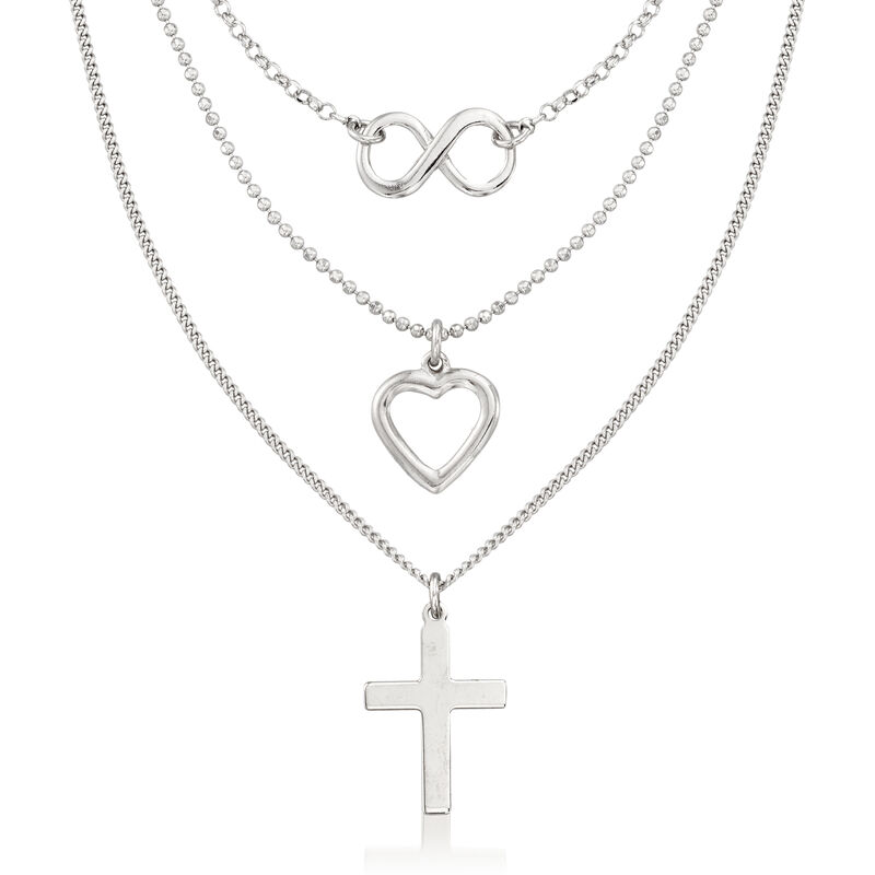 Italian Sterling Silver Multi-Symbol Layered Necklace image number 2