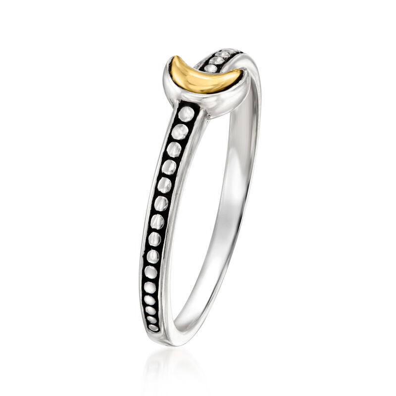 Sterling Silver and 18kt Yellow Gold Bali-Style Moon Ring image number 2