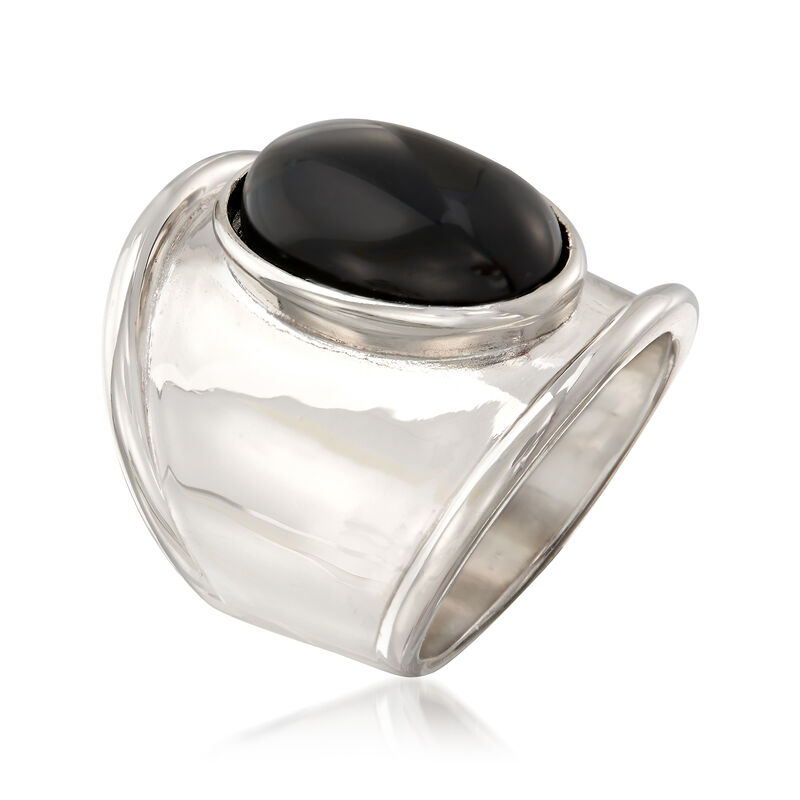 Italian Black Onyx Ring in Sterling Silver image number 2