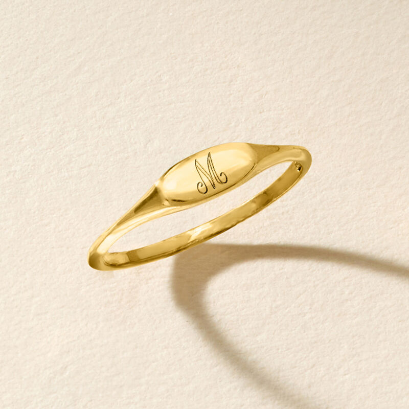 Italian 14kt Yellow Gold Personalized Oval Signet Ring image number 3