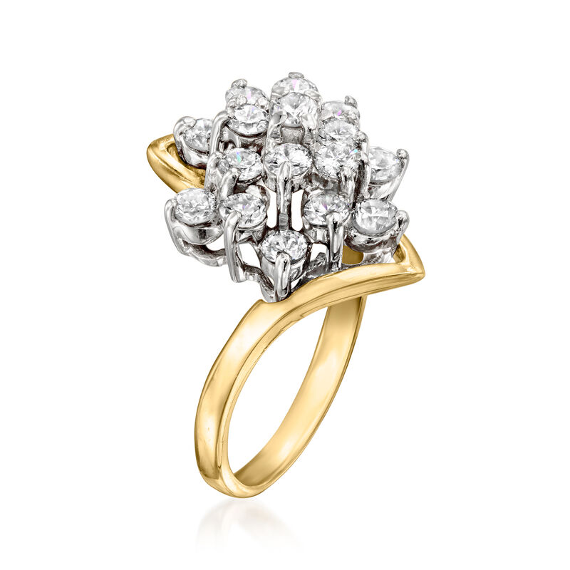 C. 1980 Vintage 1.00 ct. t.w. Diamond Cluster Ring in 14kt Yellow Gold. Size 5.5 image number 2