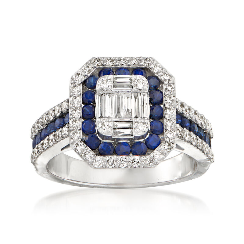 .86 ct. t.w. Sapphire and .78 ct. t.w. Diamond Ring in 14kt White Gold image number 0