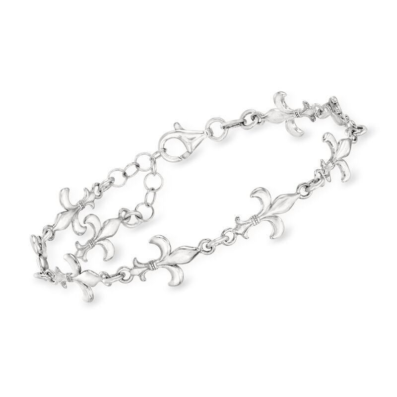 Italian Sterling Silver Fleur-De-Lis Bracelet image number 0